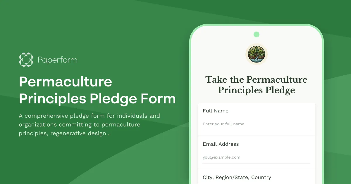 Permaculture Principles Pledge Form