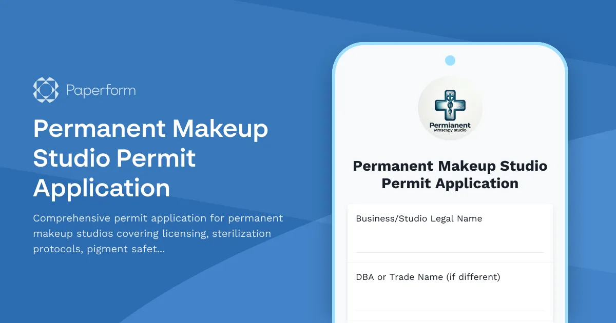Permanent Makeup Studio Permit Application