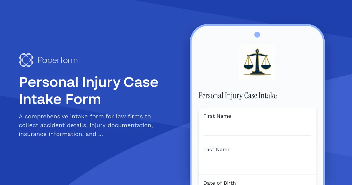 Personal Injury Case Intake Form