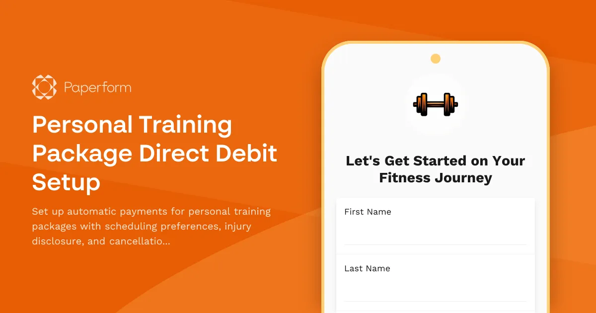 Personal Training Package Direct Debit Setup