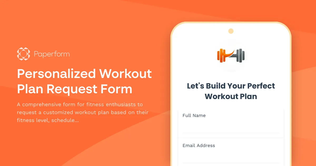 Personalized Workout Plan Request Form