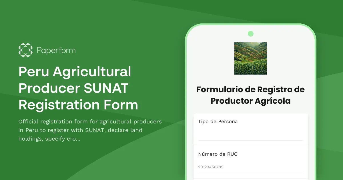 Peru Agricultural Producer SUNAT Registration Form