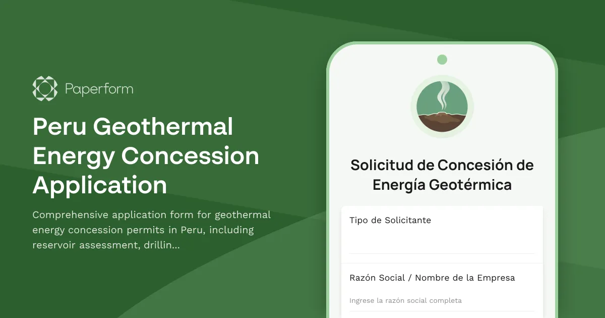 Peru Geothermal Energy Concession Application