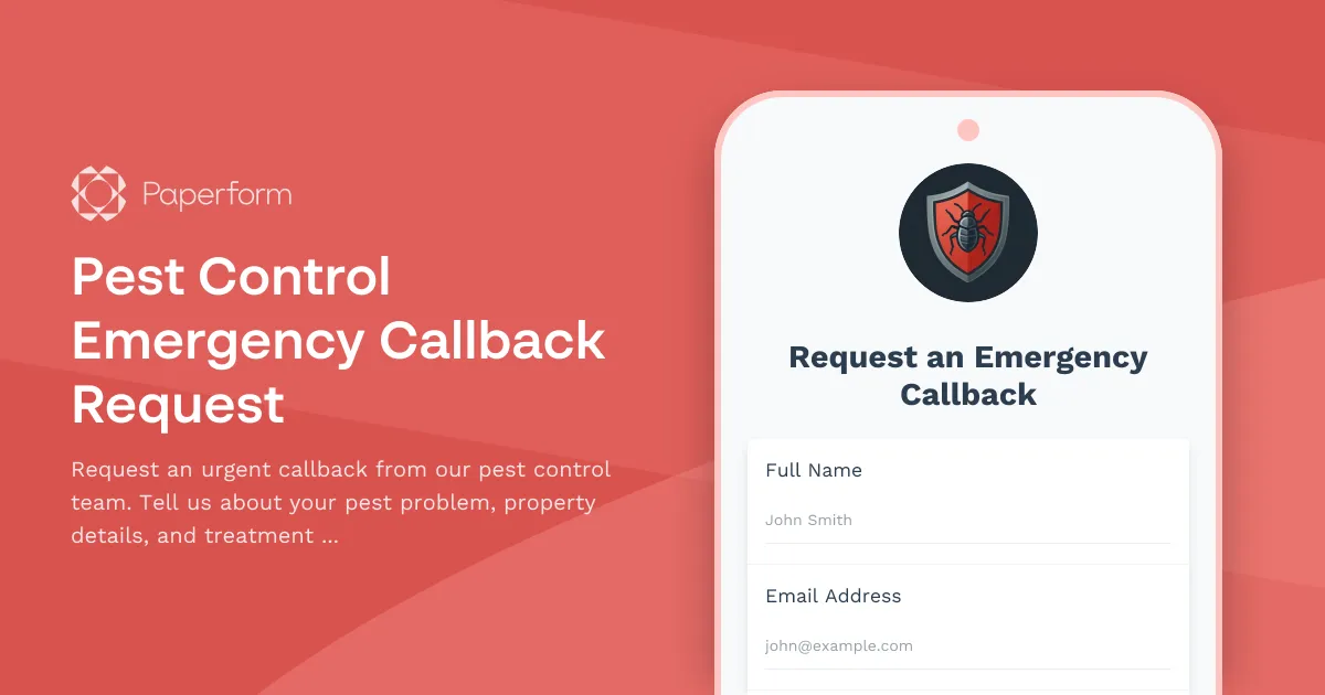 Pest Control Emergency Callback Request