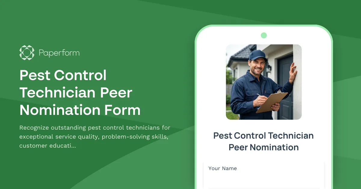 Pest Control Technician Peer Nomination Form