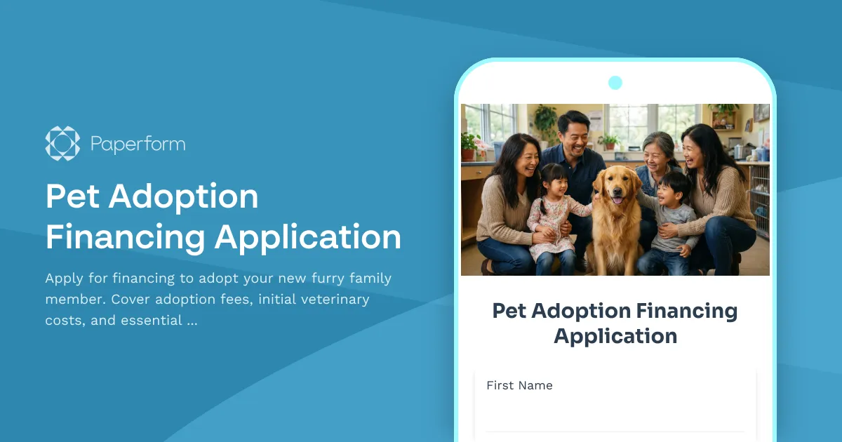 Pet Adoption Financing Application
