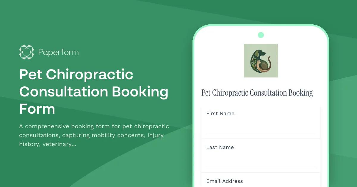 Pet Chiropractic Consultation Booking Form