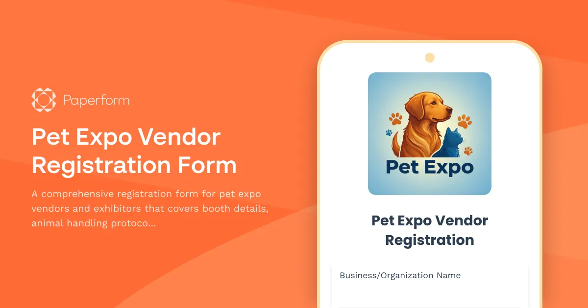 Pet Expo Vendor Registration Form