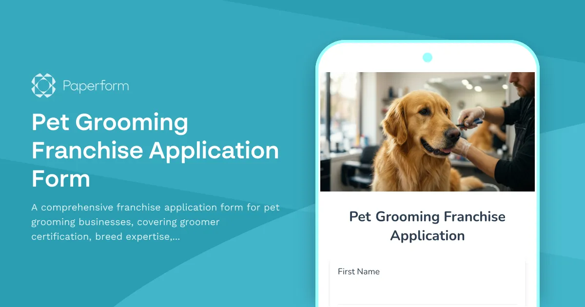 Pet Grooming Franchise Application Form