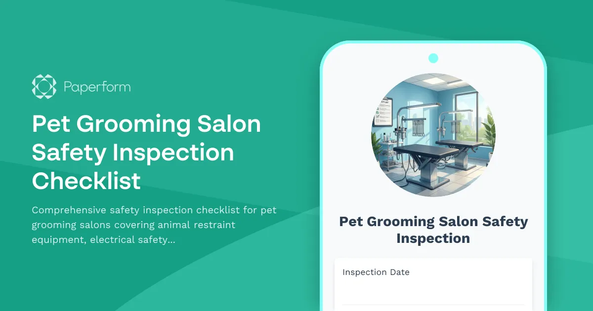 Pet Grooming Salon Safety Inspection Checklist