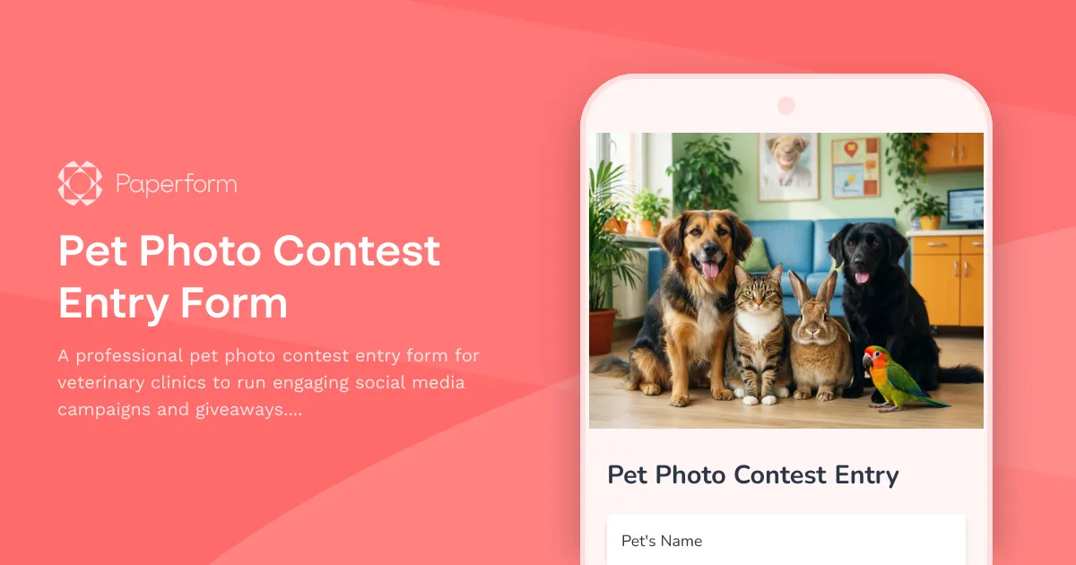 Pet Photo Contest Entry Form