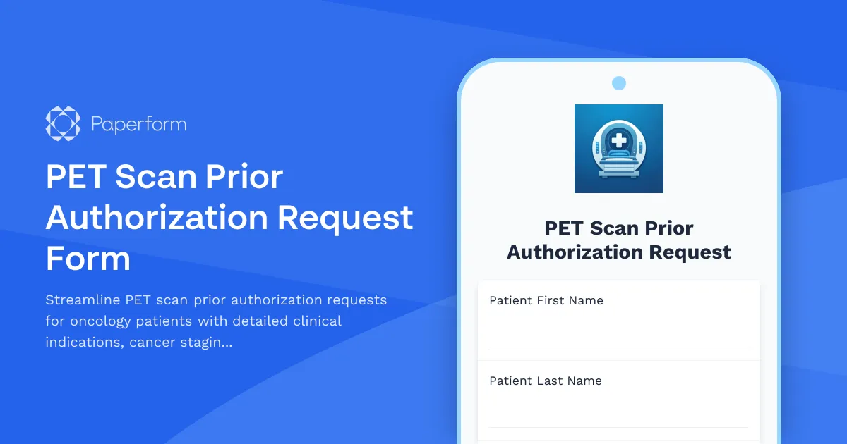 PET Scan Prior Authorization Request Form