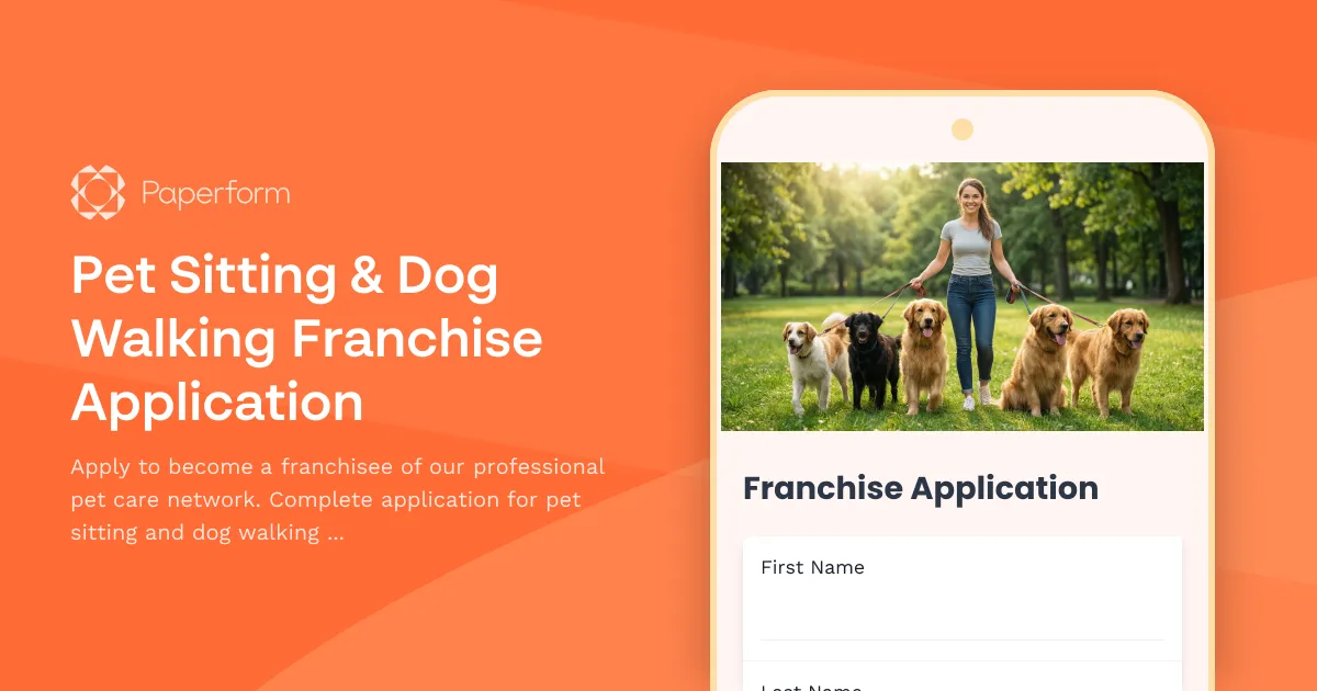 Pet Sitting & Dog Walking Franchise Application