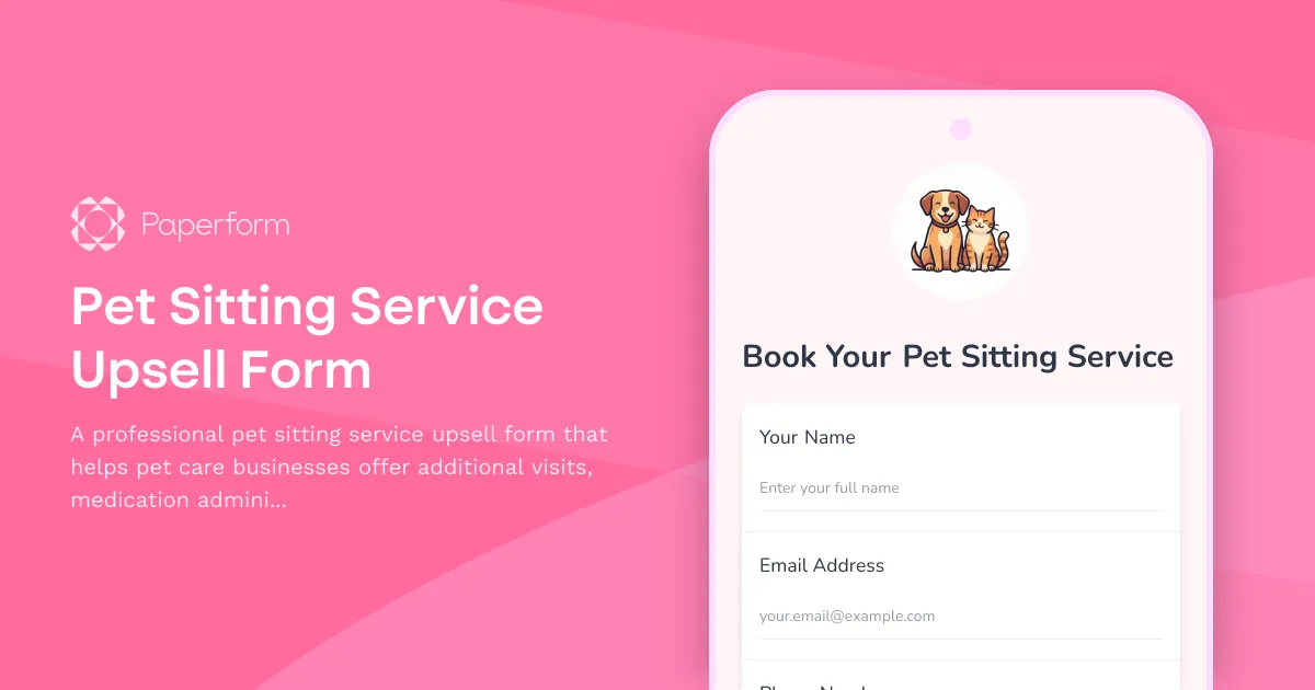 Pet Sitting Service Upsell Form