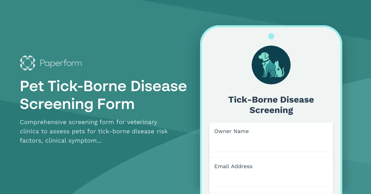 Pet Tick-Borne Disease Screening Form