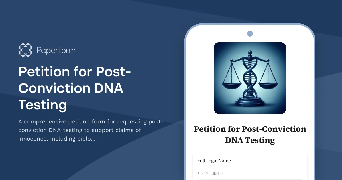 Petition for Post-Conviction DNA Testing