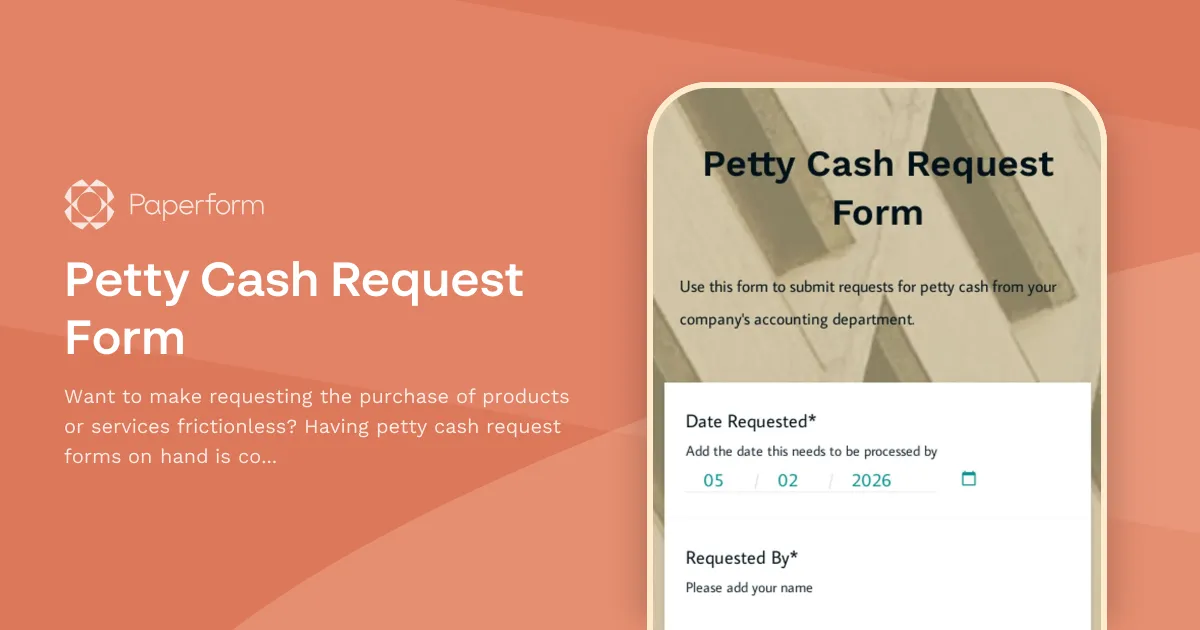 Petty Cash Request Form