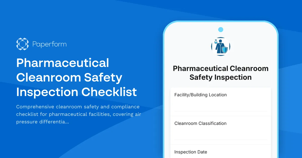 Pharmaceutical Cleanroom Safety Inspection Checklist