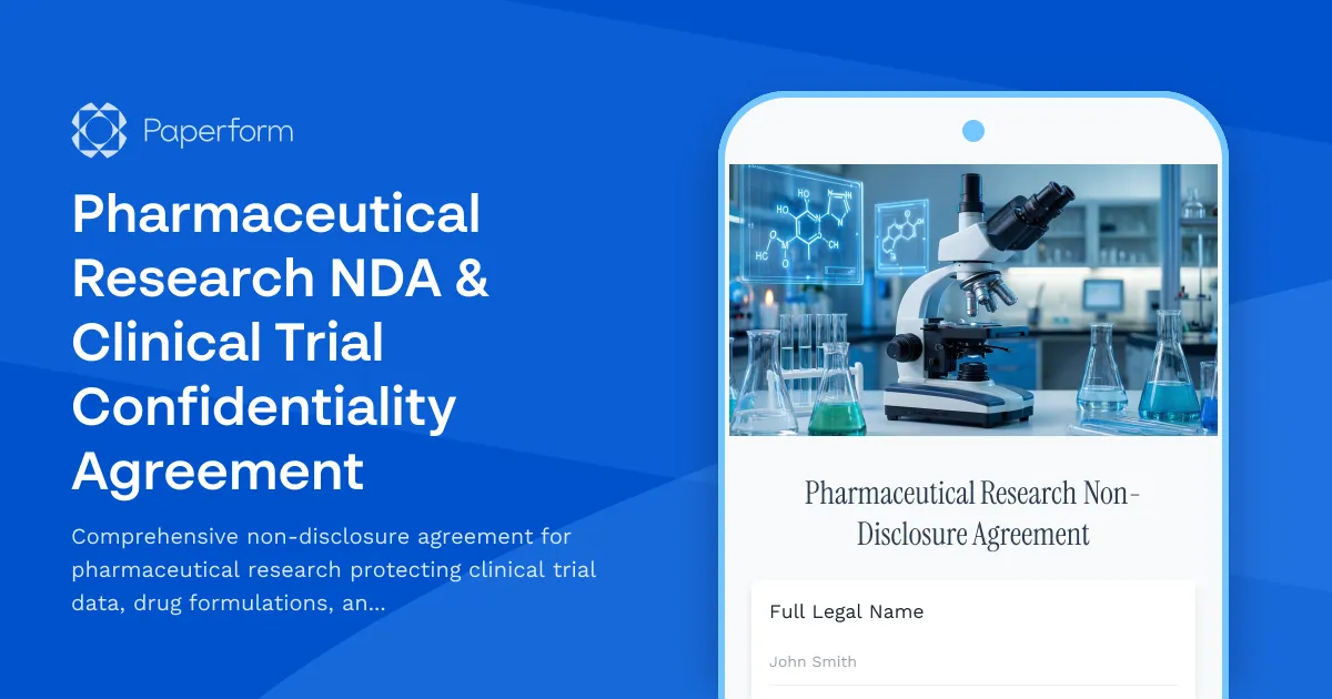 Pharmaceutical Research NDA & Clinical Trial Confidentiality Agreement