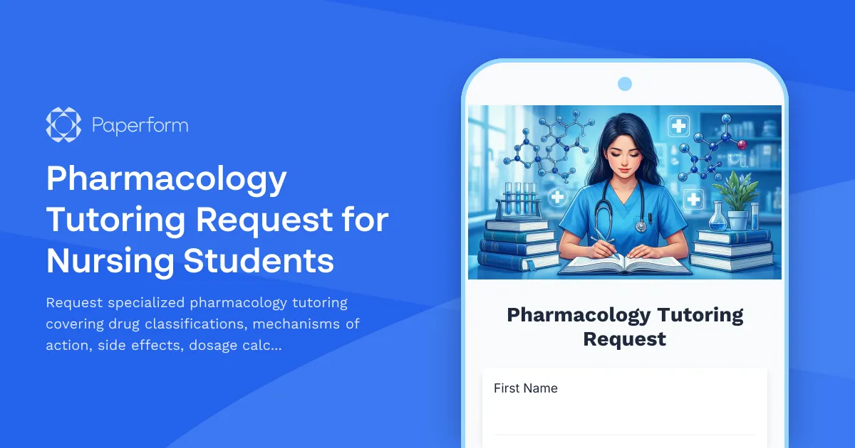 Pharmacology Tutoring Request for Nursing Students