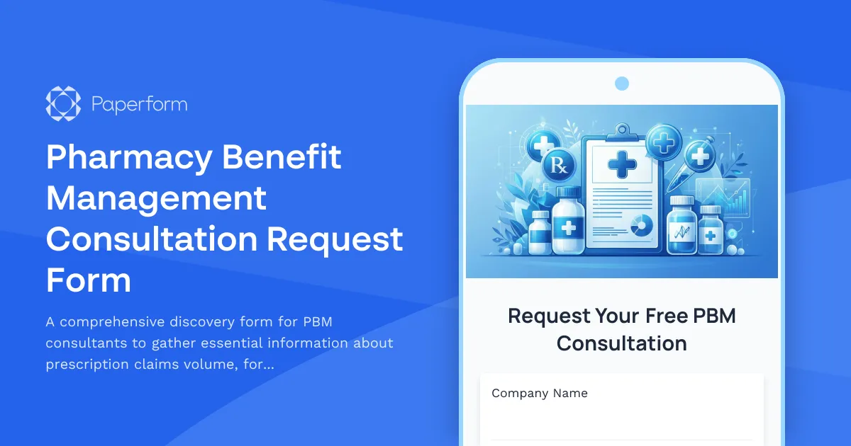 Pharmacy Benefit Management Consultation Request Form