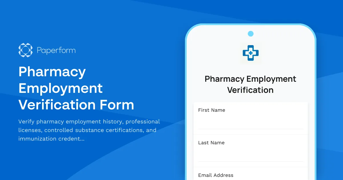 Pharmacy Employment Verification Form