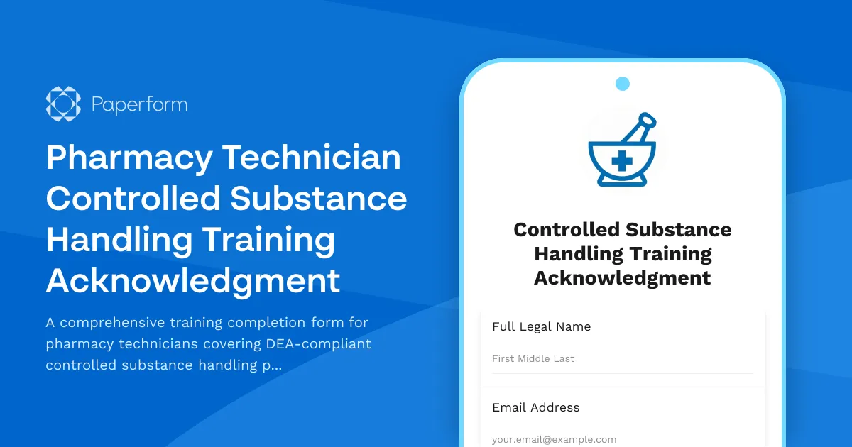 Pharmacy Technician Controlled Substance Handling Training Acknowledgment