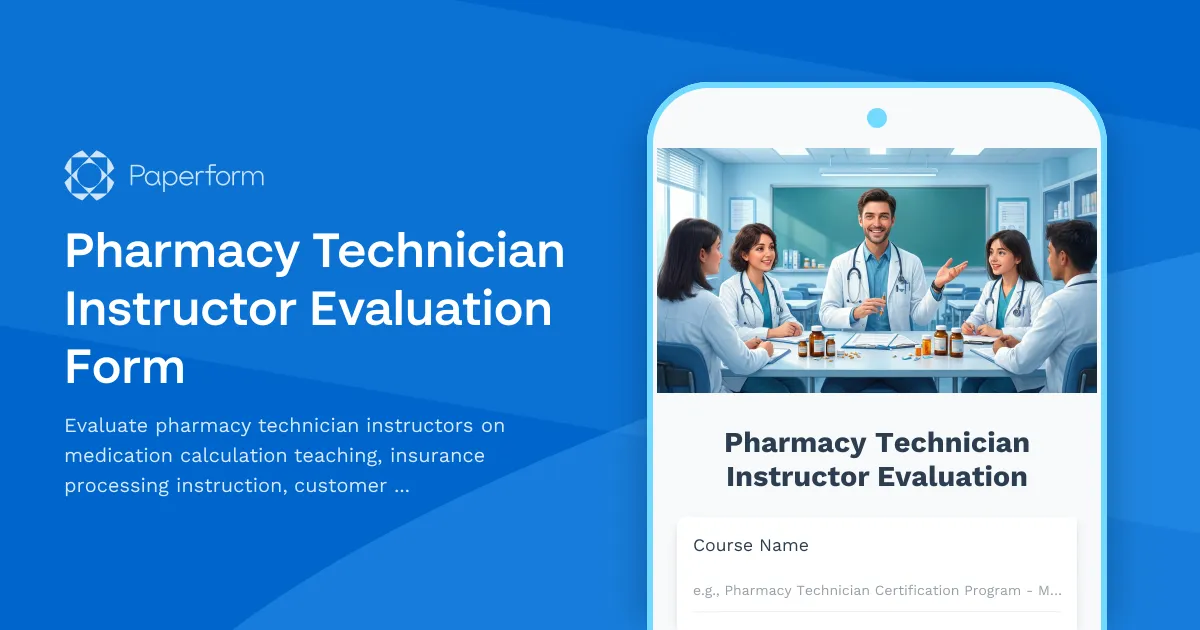 Pharmacy Technician Instructor Evaluation Form
