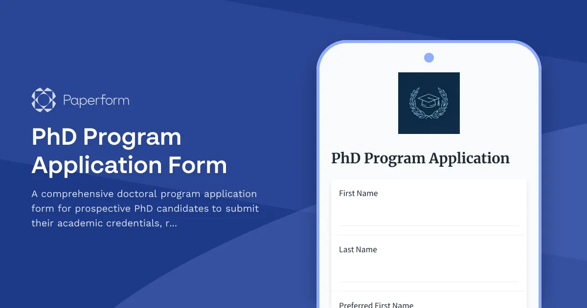PhD Program Application Form