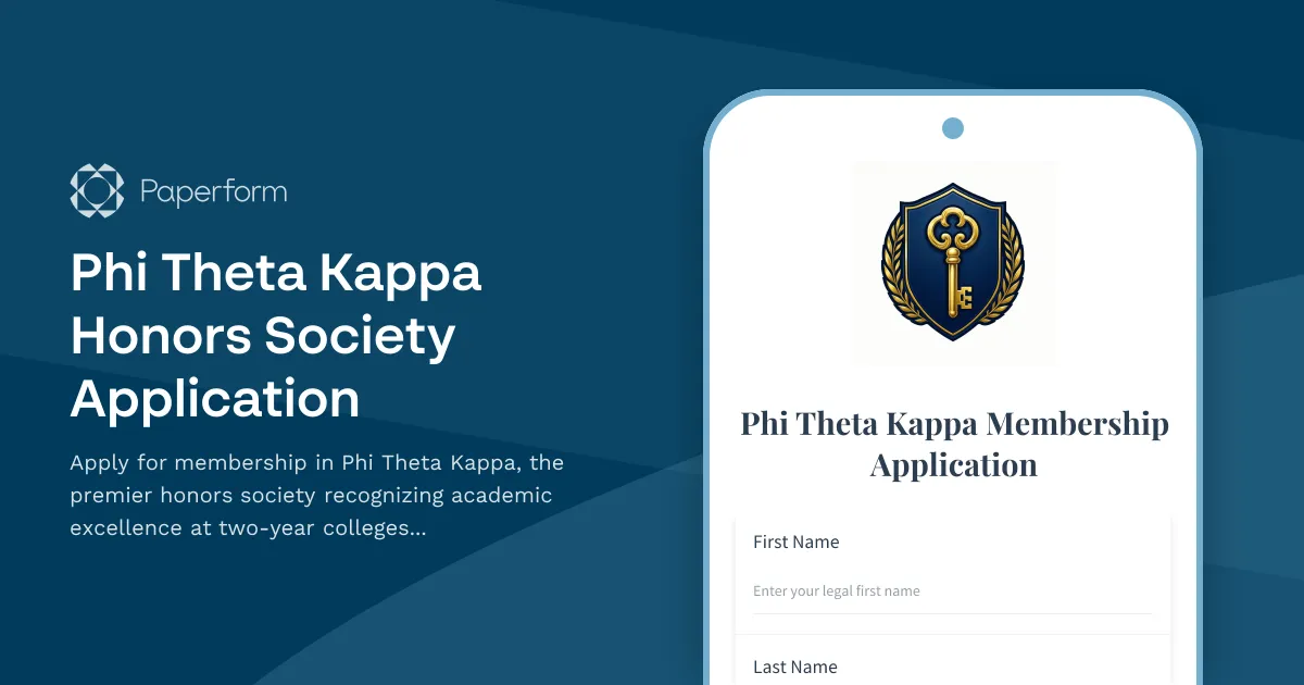 Phi Theta Kappa Honors Society Application