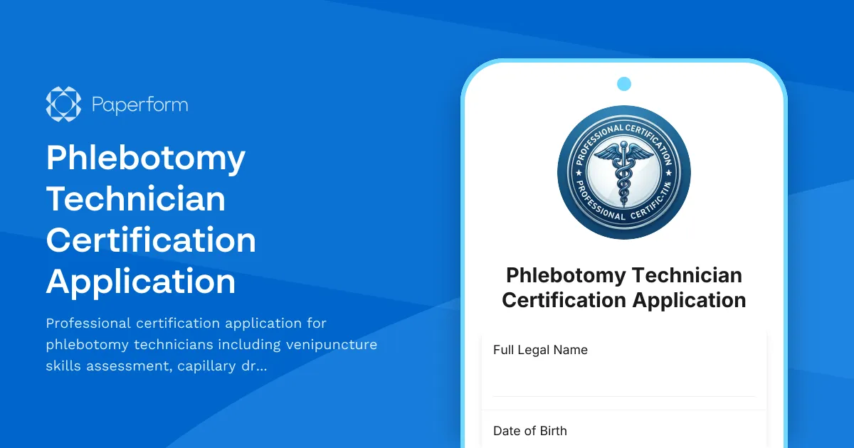 Phlebotomy Technician Certification Application
