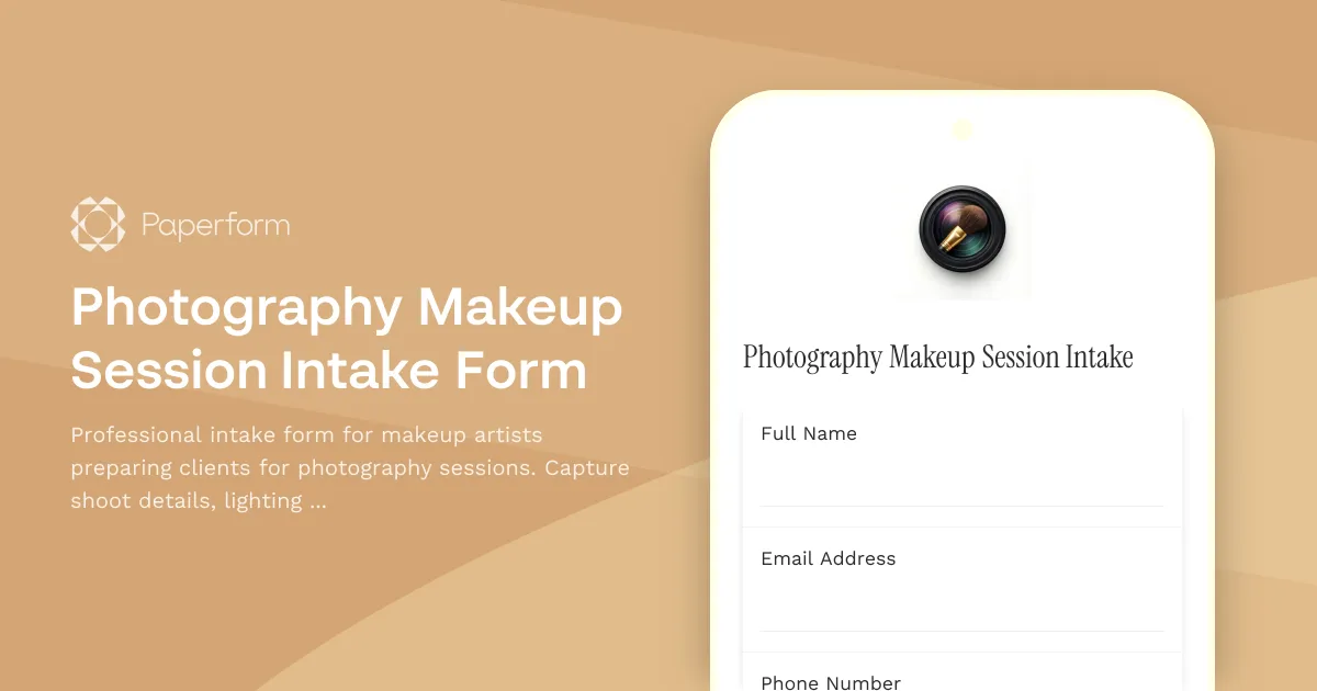 Photography Makeup Session Intake Form
