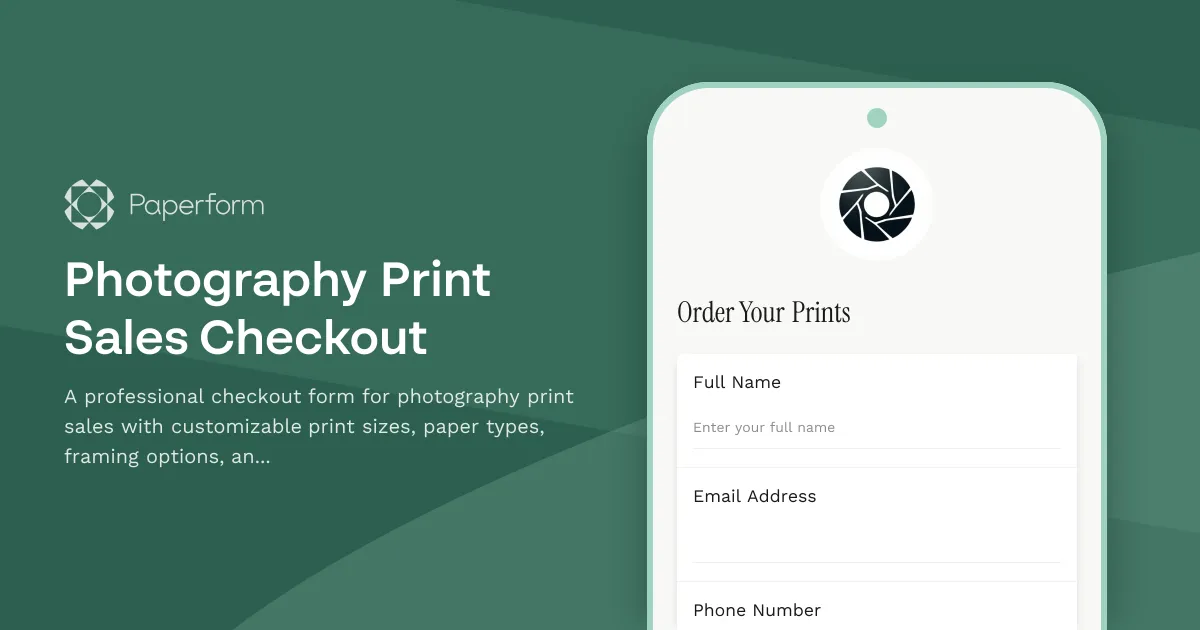 Photography Print Sales Checkout