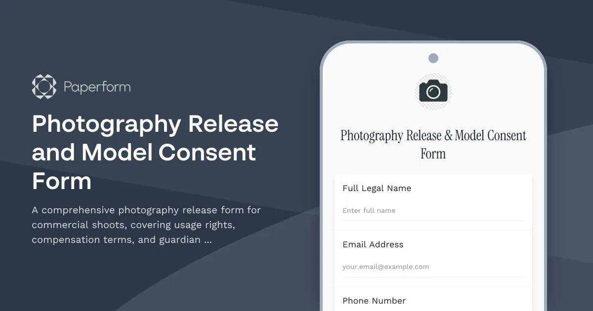 Photography Release and Model Consent Form