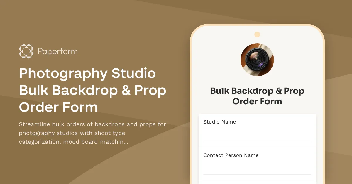 Photography Studio Bulk Backdrop & Prop Order Form