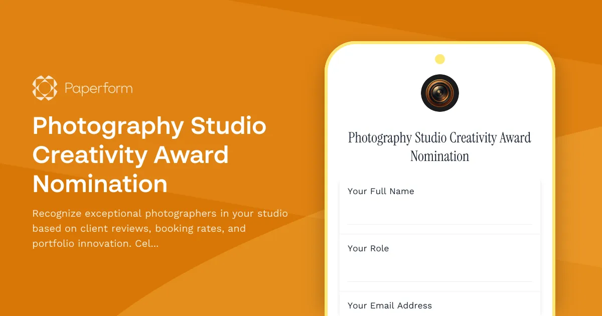 Photography Studio Creativity Award Nomination