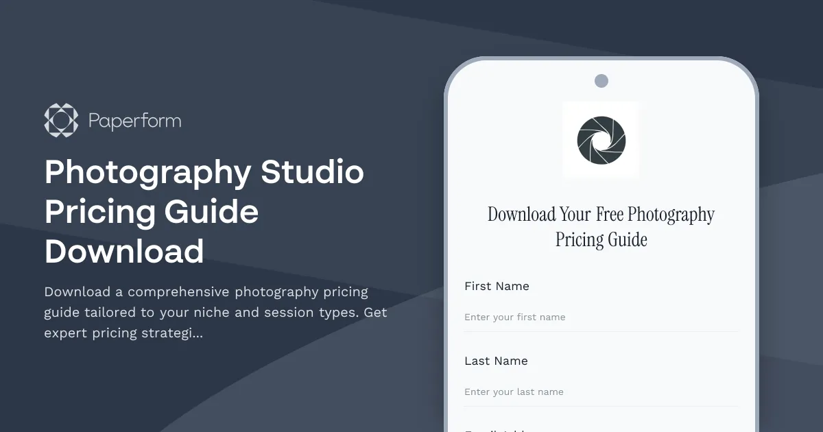 Photography Studio Pricing Guide Download