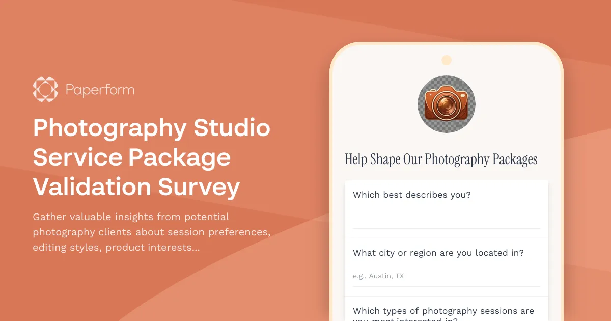 Photography Studio Service Package Validation Survey