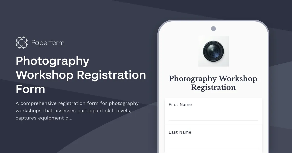 Photography Workshop Registration Form