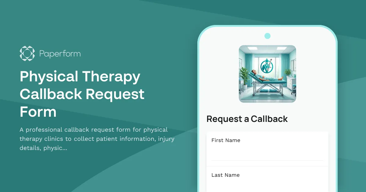 Physical Therapy Callback Request Form