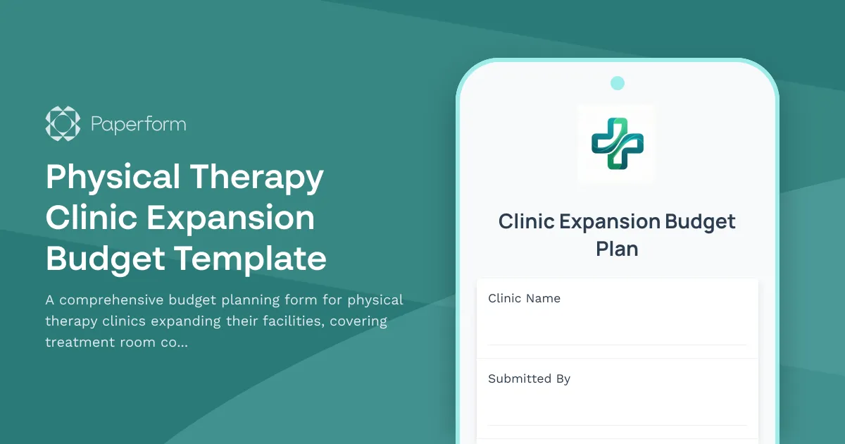 Physical Therapy Clinic Expansion Budget Template