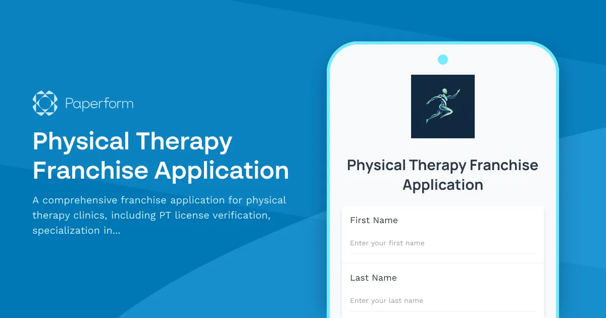 Physical Therapy Franchise Application