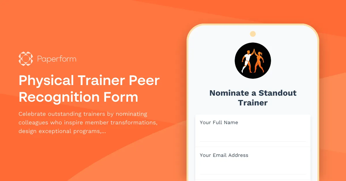 Physical Trainer Peer Recognition Form