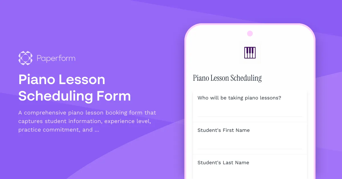 Piano Lesson Scheduling Form