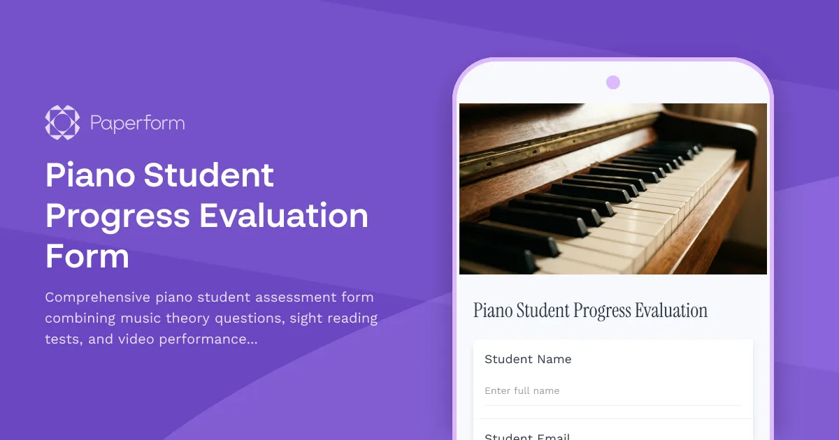 Piano Student Progress Evaluation Form