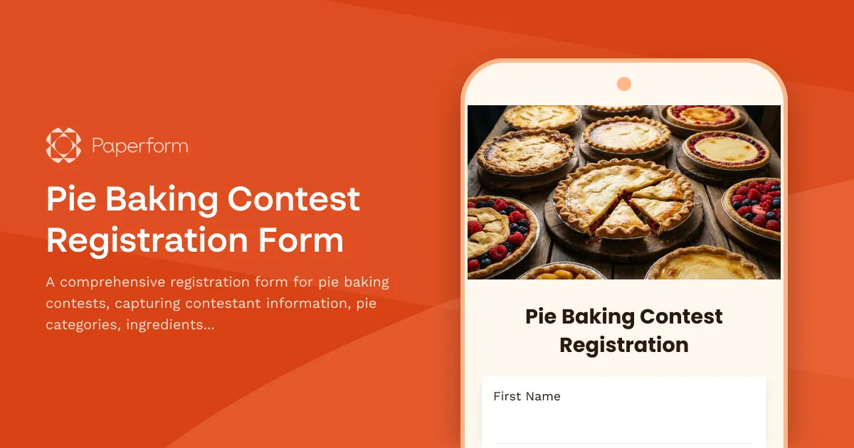 Pie Baking Contest Registration Form