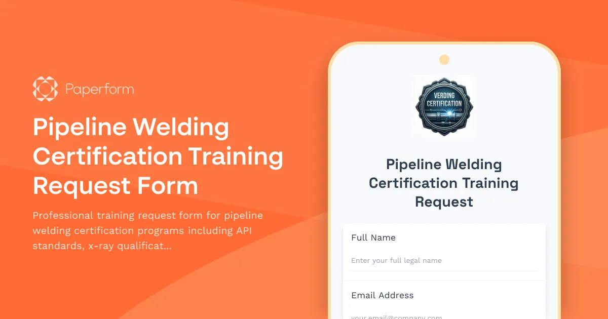 Pipeline Welding Certification Training Request Form