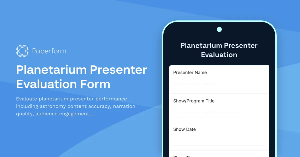 Planetarium Presenter Evaluation Form