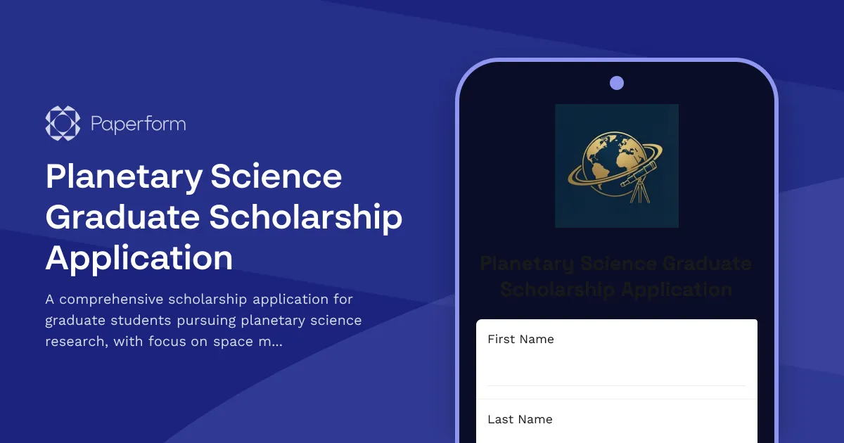 Planetary Science Graduate Scholarship Application