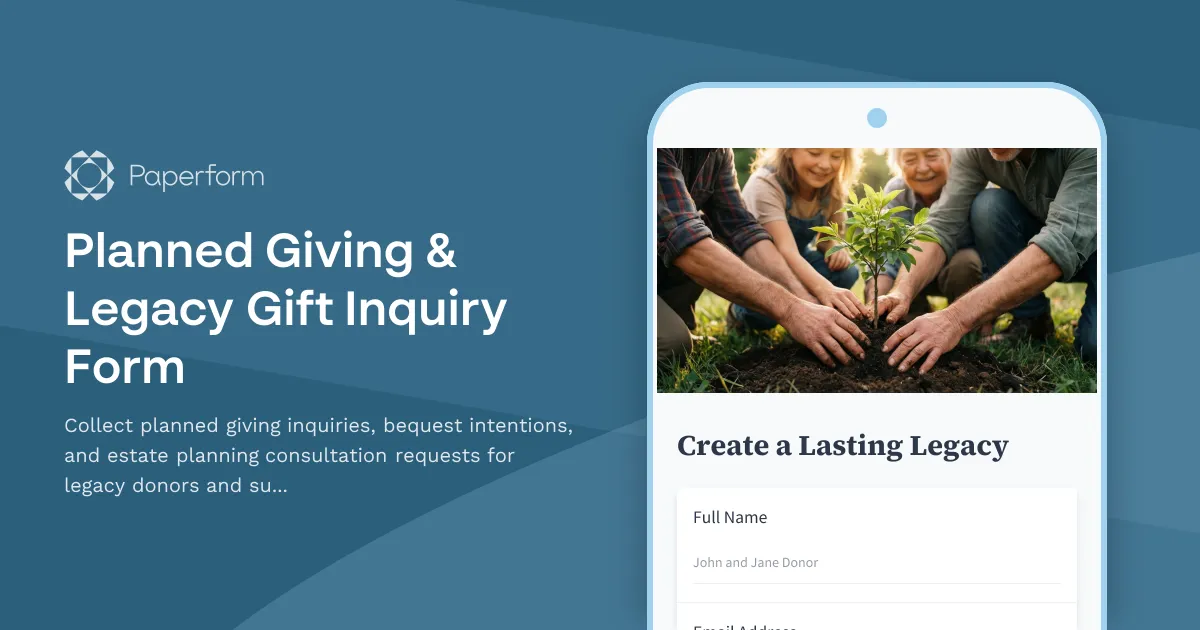 Planned Giving & Legacy Gift Inquiry Form
